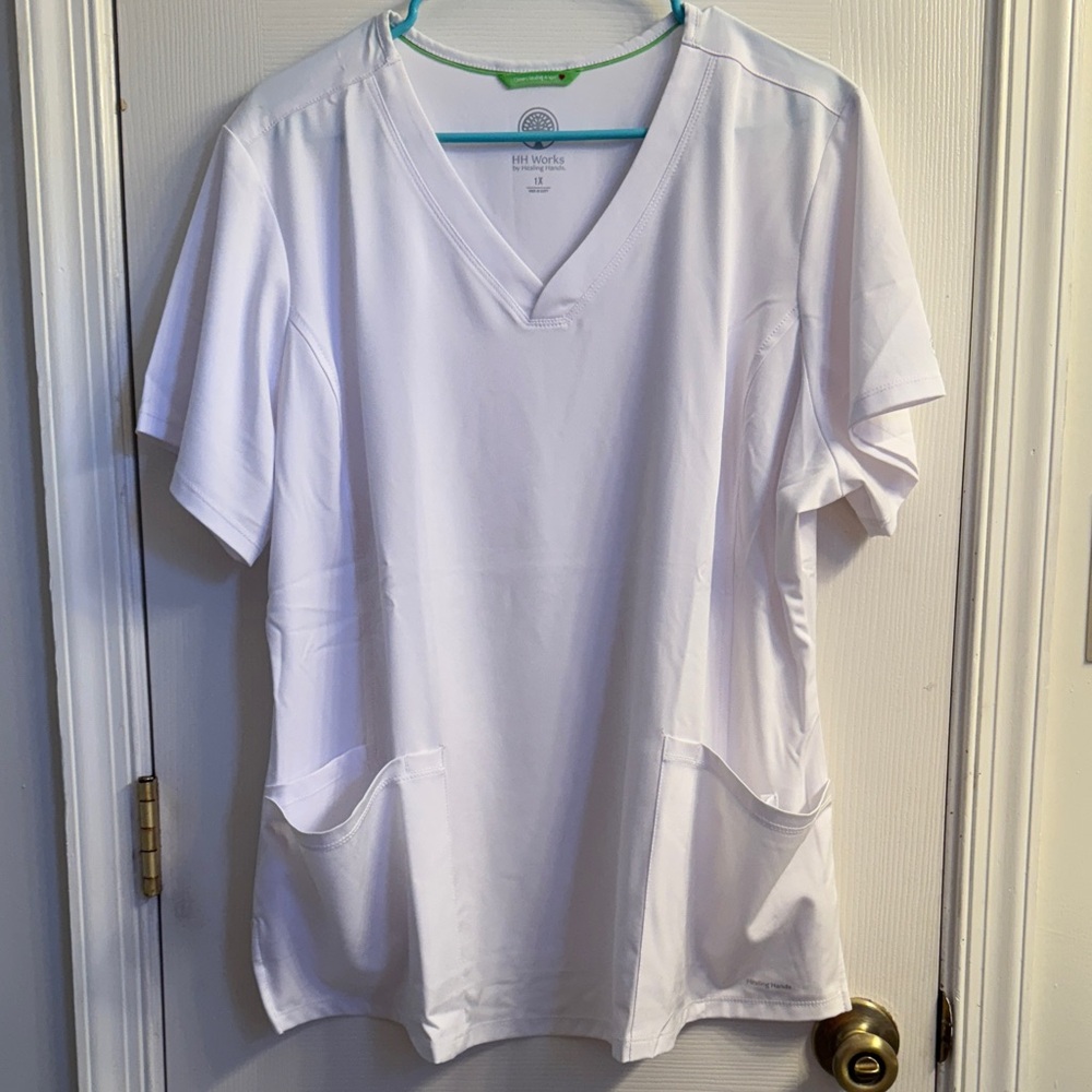 White Healing Hands Scrub Top